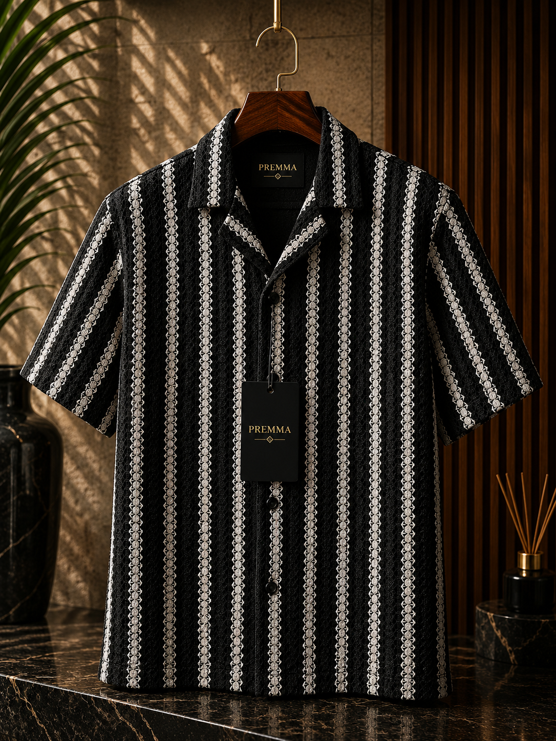 Midnight Stripe Crochet Shirt