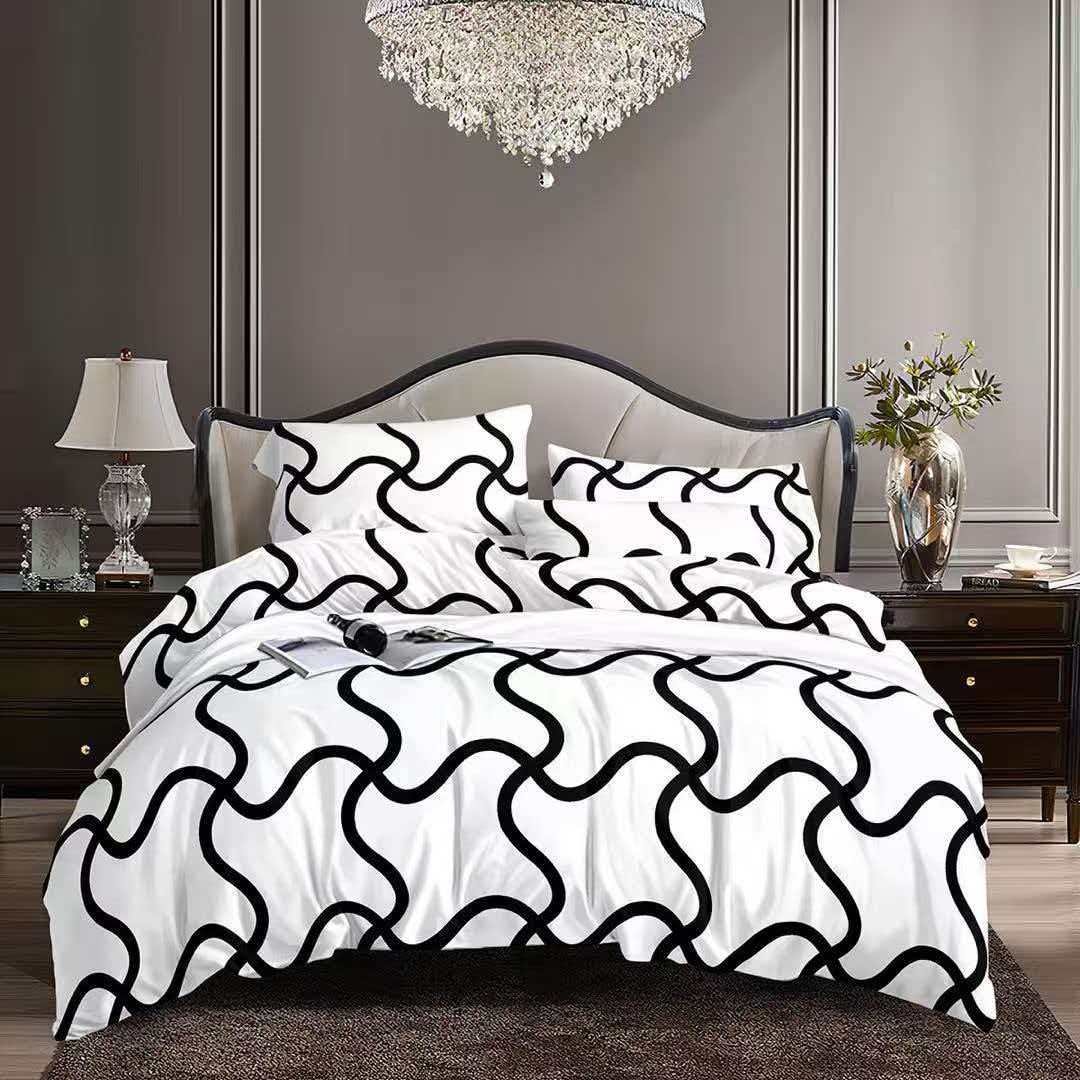 Monochrome Wave Elegance Bedding Set