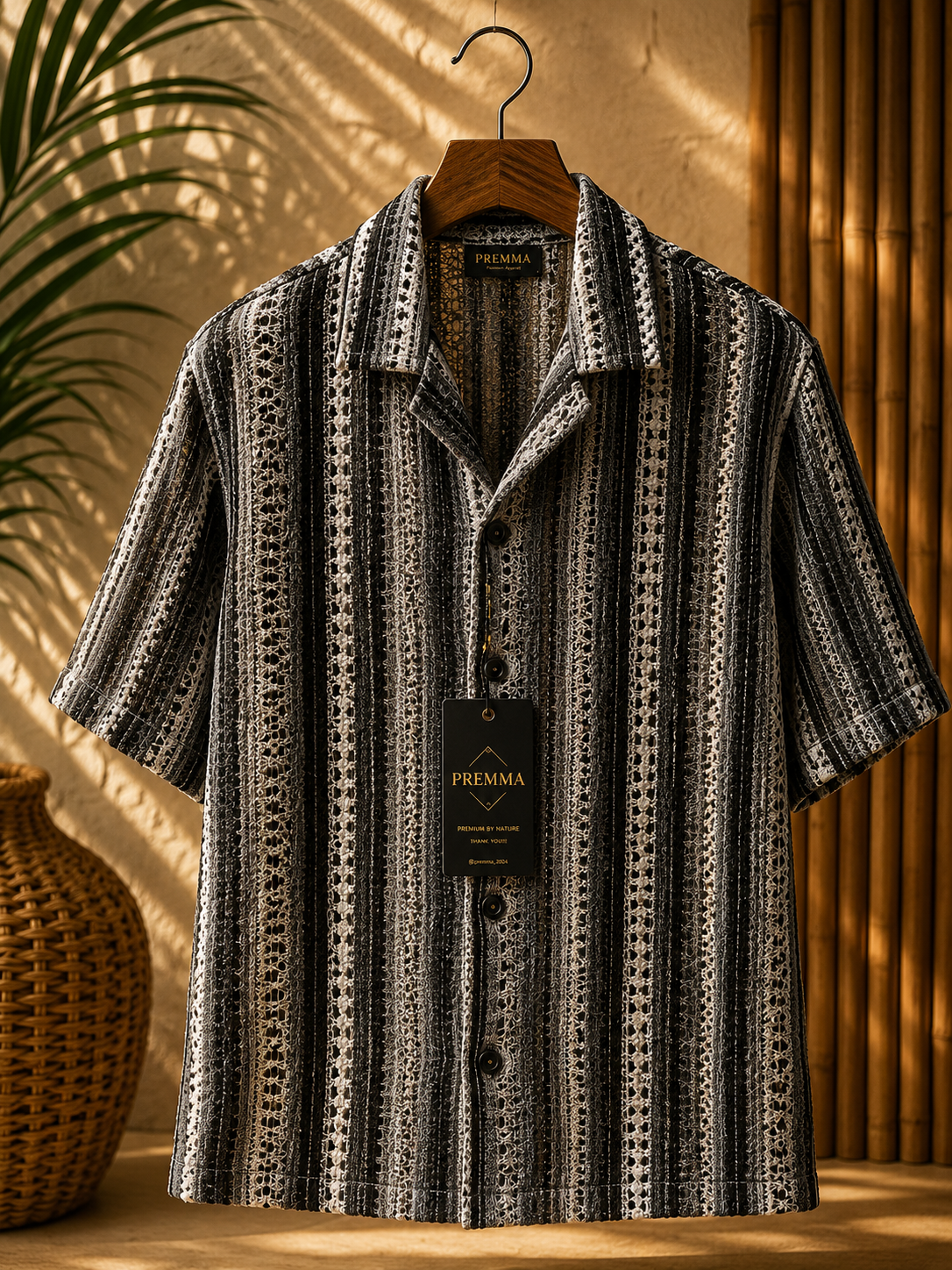 Monochrome Drift Crochet Shirt