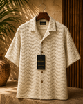 Ivory Wave Crochet Shirt