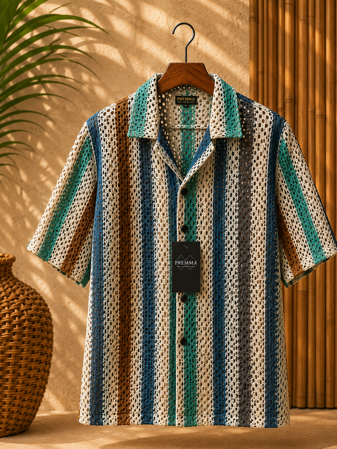 Coastal Mosaic Crochet Shirt