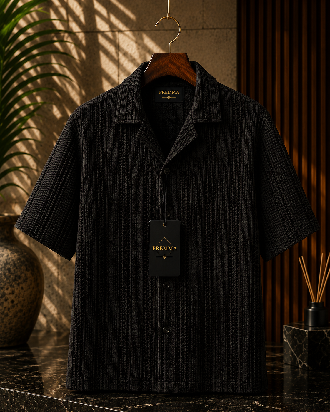 Noir Texture Crochet Shirt