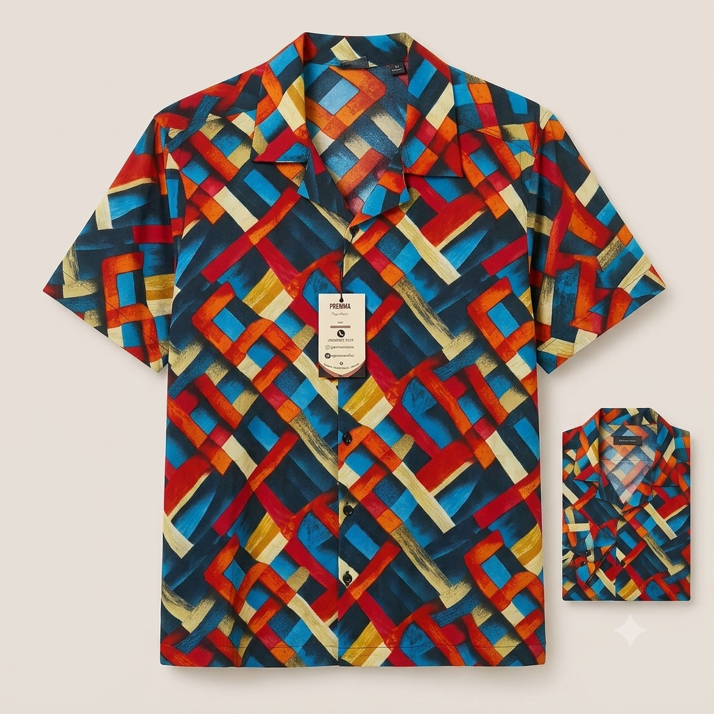 Mondrian's Maze Camp Collar Shirt