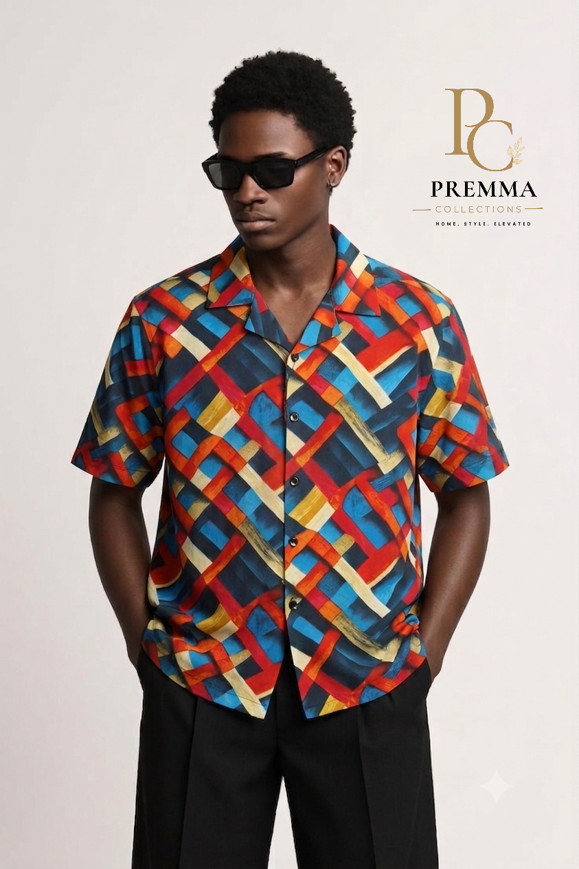 Mondrian's Maze Camp Collar Shirt